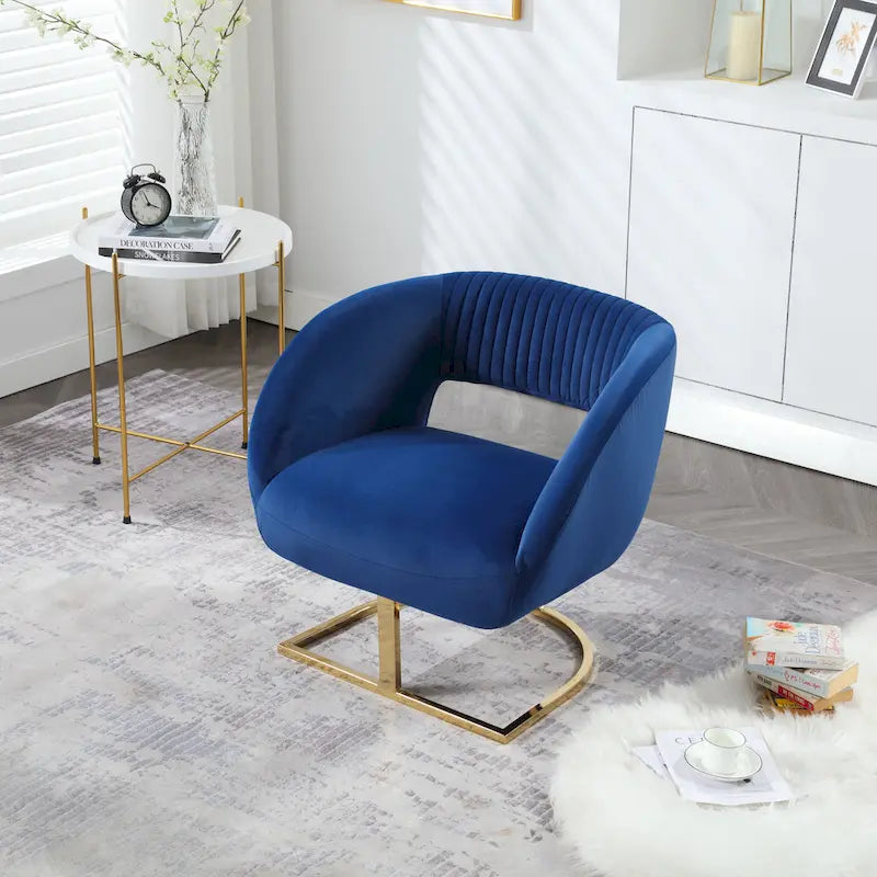 Fauteuil d'appoint capitonné en velours avec piètement en métal doré, multicolore