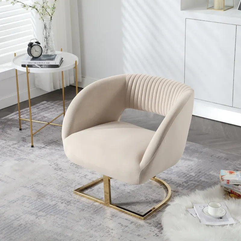 Fauteuil d'appoint capitonné en velours avec piètement en métal doré, multicolore