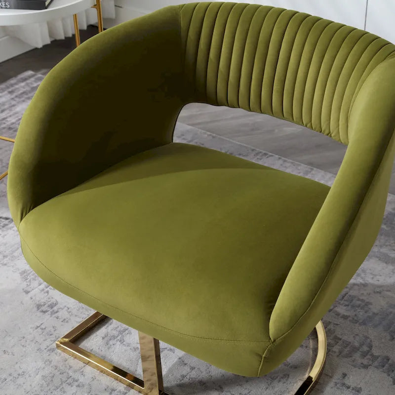 Fauteuil d'appoint capitonné en velours avec piètement en métal doré, multicolore