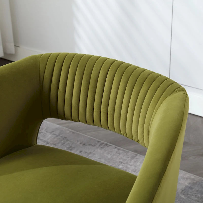 Fauteuil d'appoint capitonné en velours avec piètement en métal doré, multicolore