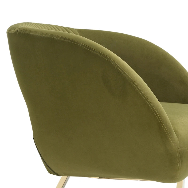 Fauteuil d'appoint capitonné en velours avec piètement en métal doré, multicolore