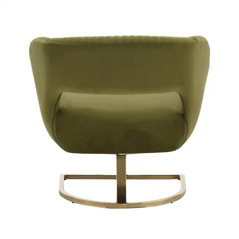 Fauteuil d'appoint capitonné en velours avec piètement en métal doré, multicolore