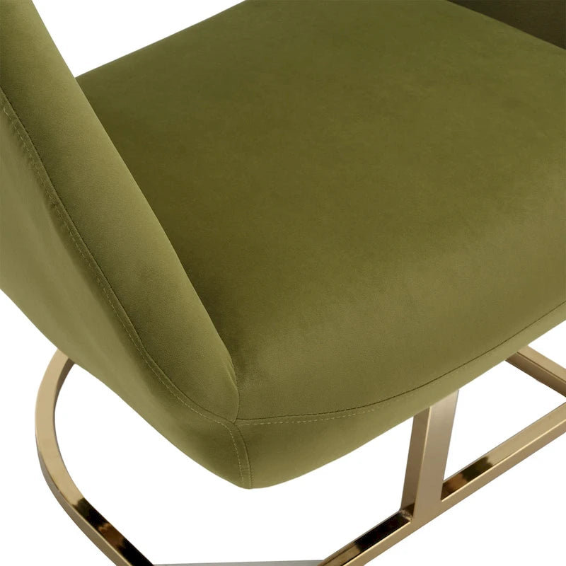 Fauteuil d'appoint capitonné en velours avec piètement en métal doré, multicolore