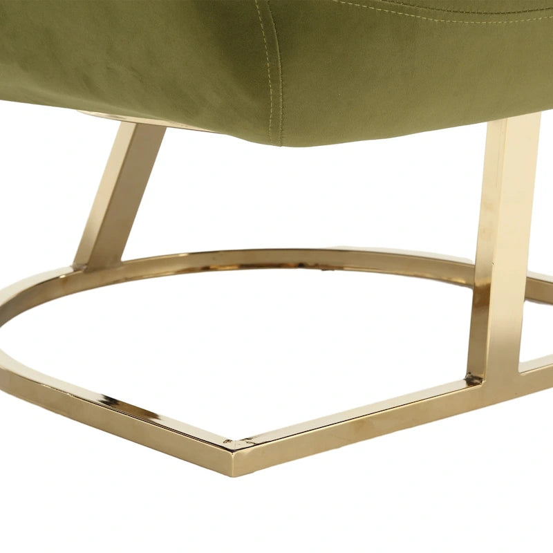 Fauteuil d'appoint capitonné en velours avec piètement en métal doré, multicolore
