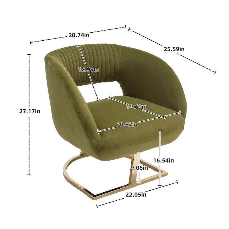 Fauteuil d'appoint capitonné en velours avec piètement en métal doré, multicolore