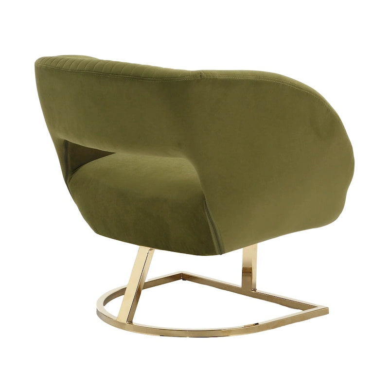 Fauteuil d'appoint capitonné en velours avec piètement en métal doré, multicolore