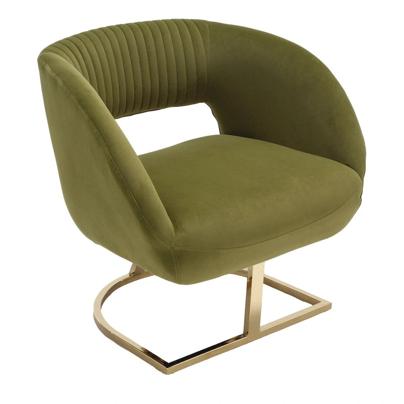 Fauteuil d'appoint capitonné en velours avec piètement en métal doré, multicolore