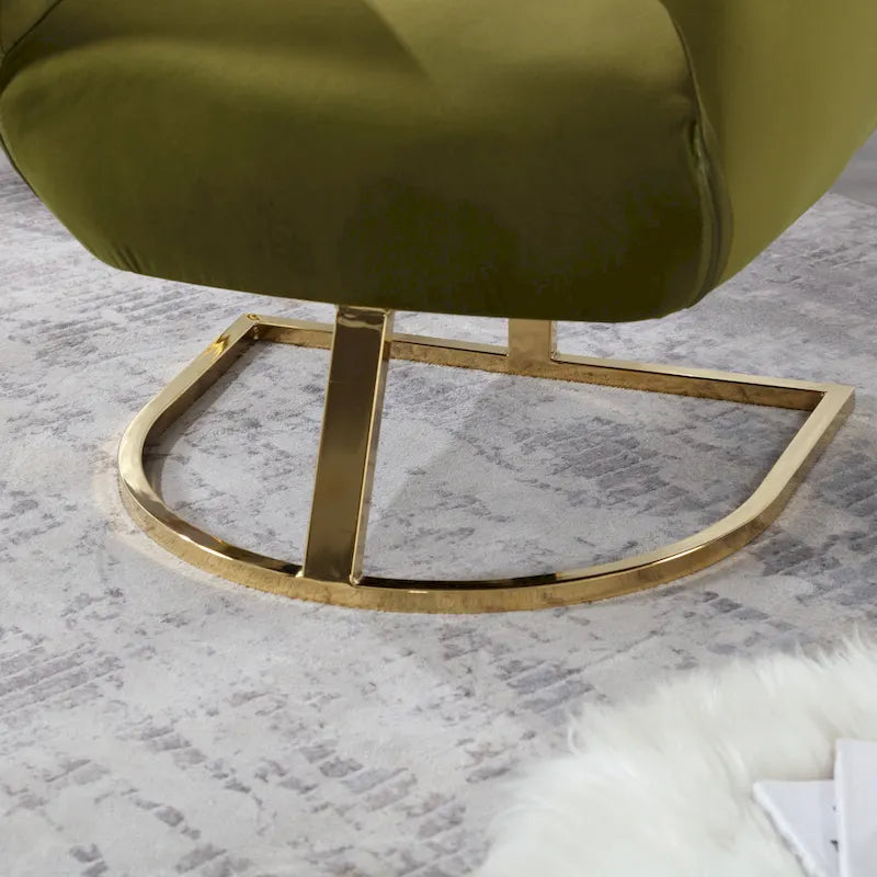 Fauteuil d'appoint capitonné en velours avec piètement en métal doré, multicolore
