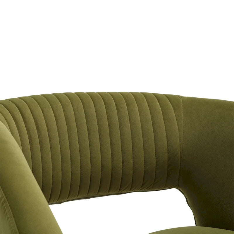 Fauteuil d'appoint capitonné en velours avec piètement en métal doré, multicolore