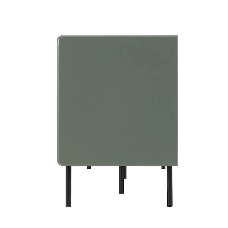 Meuble TV à panneaux cannelés avec placard et tiroir de rangement